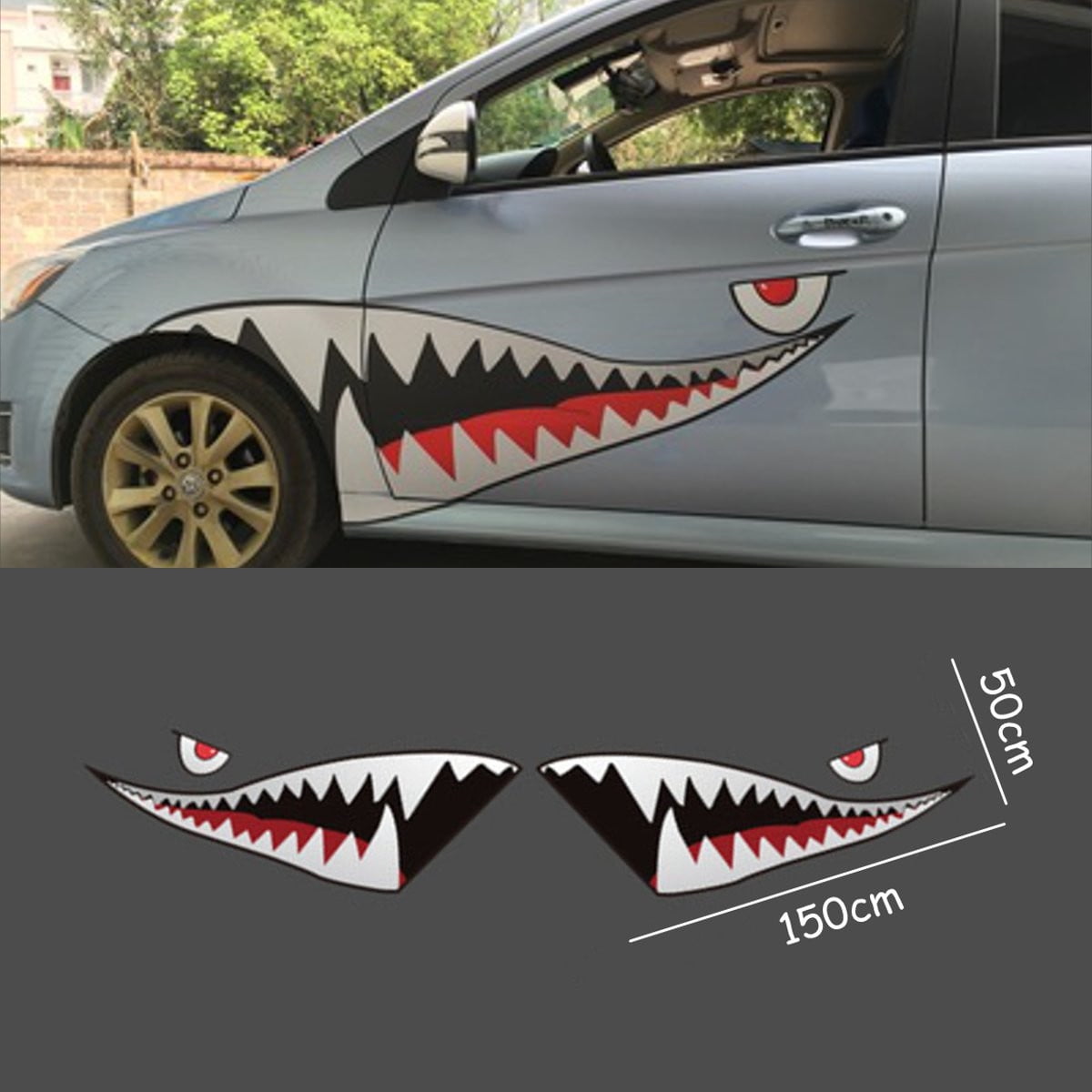 59'' Size Shark Mouth Teeth Graphics Vinyl Car Sticker Decal Graphics Decor Nice